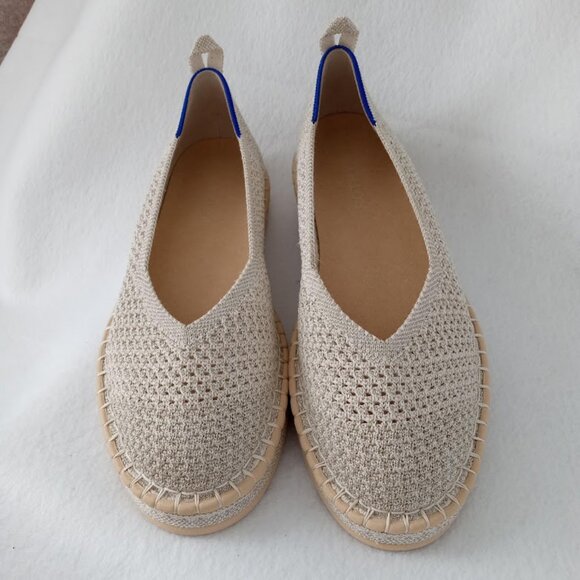 Rothy's Ivory Diamond Metallic Espadrilles Ankle Wrap New Women's Size W10 - Picture 2 of 8